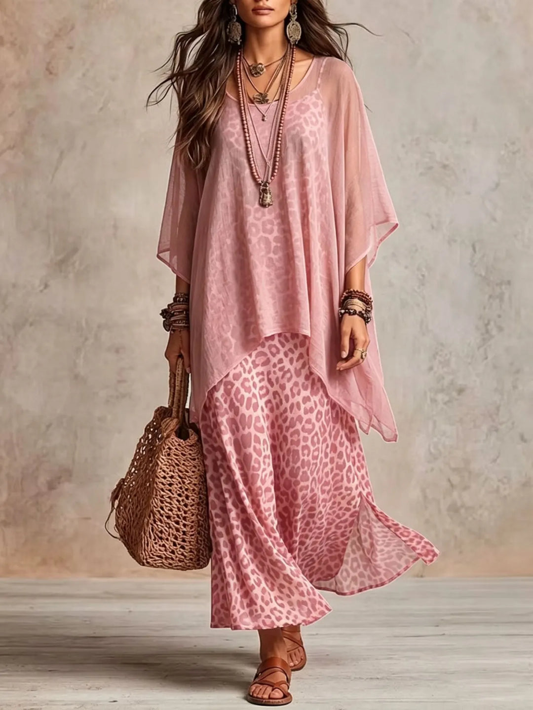 Savannah Bohemian Leopard Maxi Dress