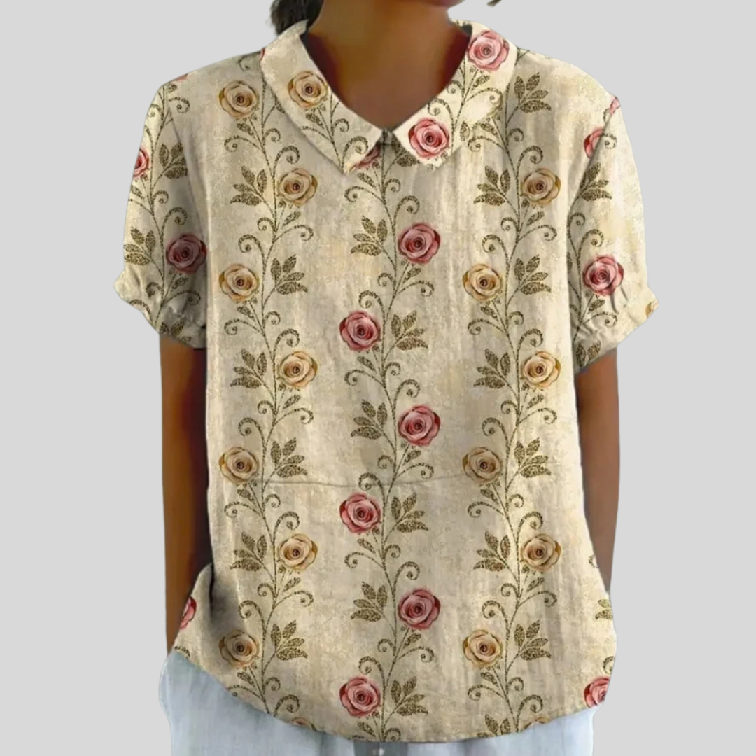 Diane™ | Floral Polo-Collar Top