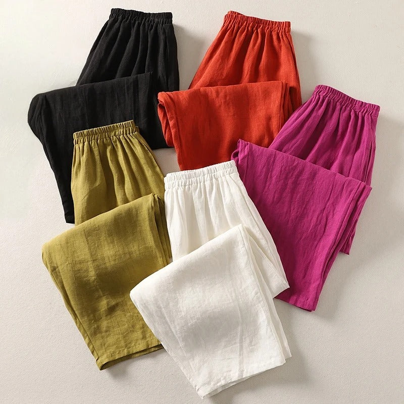 Amalia™ lightweight comfort trousers, assorted colors, elastic waistband, relaxed straight legs