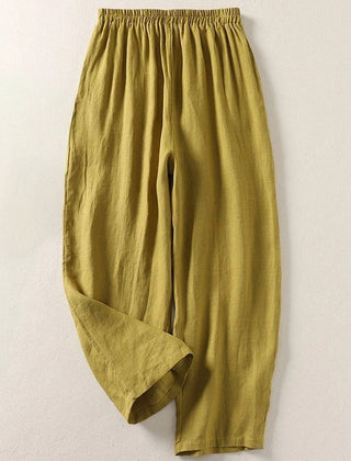 Amalia™ lightweight comfort trousers in olive, elastic waistband, relaxed straight legs