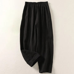 Amalia™ lightweight comfort trousers in black, elastic waistband, relaxed straight legs