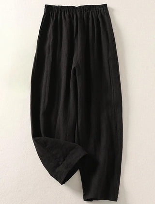 Amalia™ lightweight comfort trousers in black, elastic waistband, relaxed straight legs