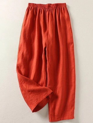 Amalia™ lightweight comfort trousers in orange, elastic waistband, relaxed straight legs