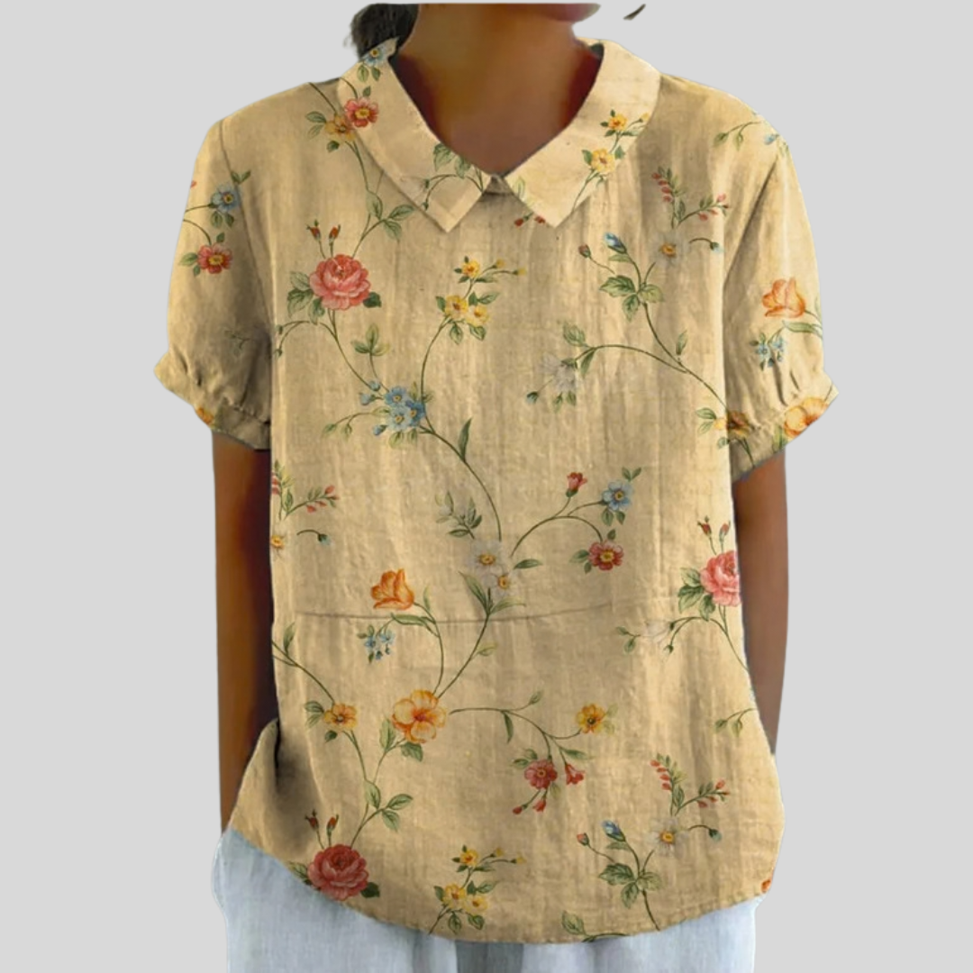 Nancy™ | Floral Polo Collar Top