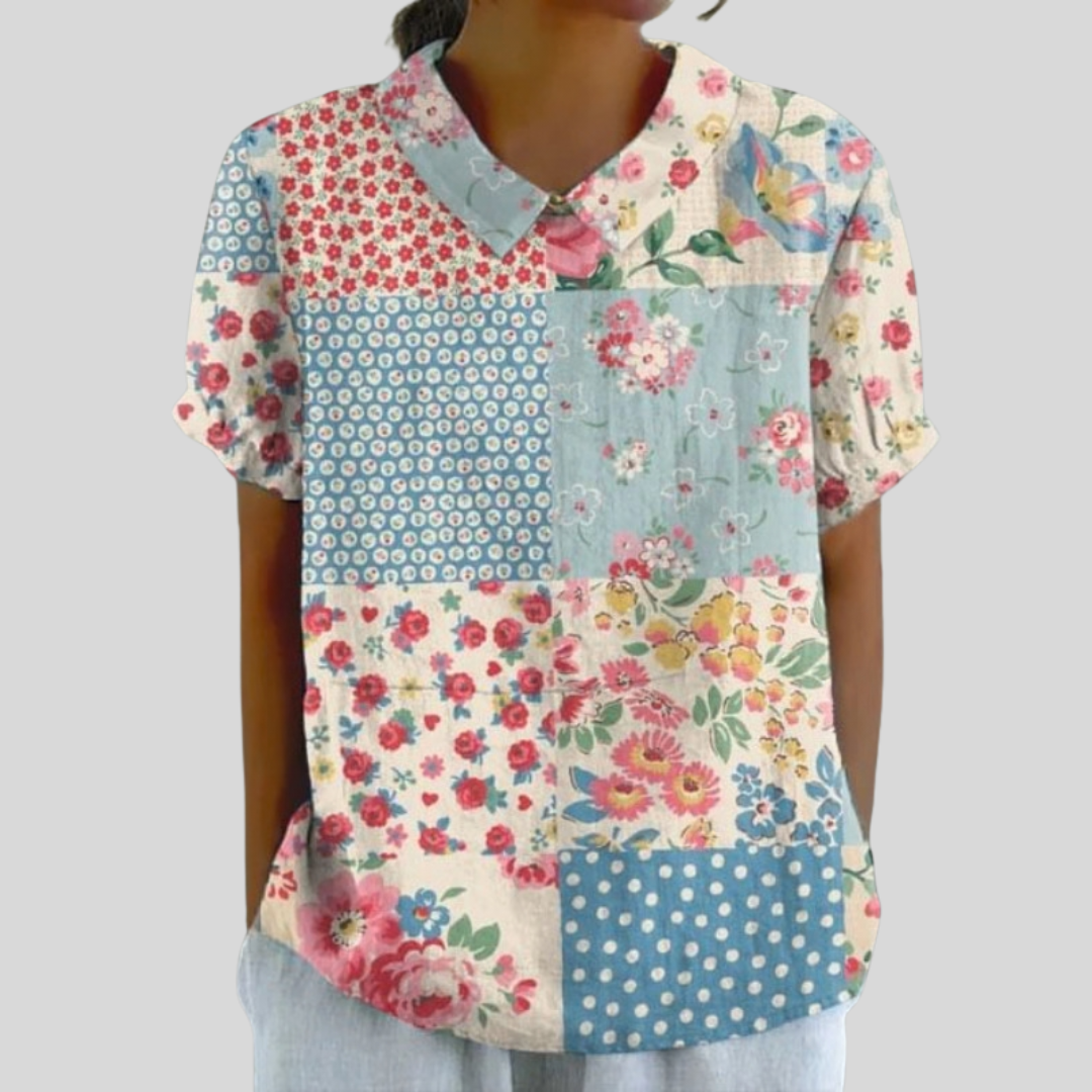 Nicole™ | Patchwork Print Top