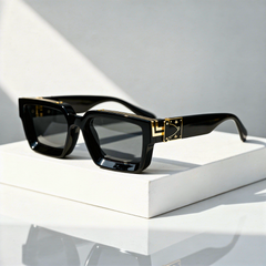 Monaco Marquee Shades sunglasses with black square frames and gold logo detail