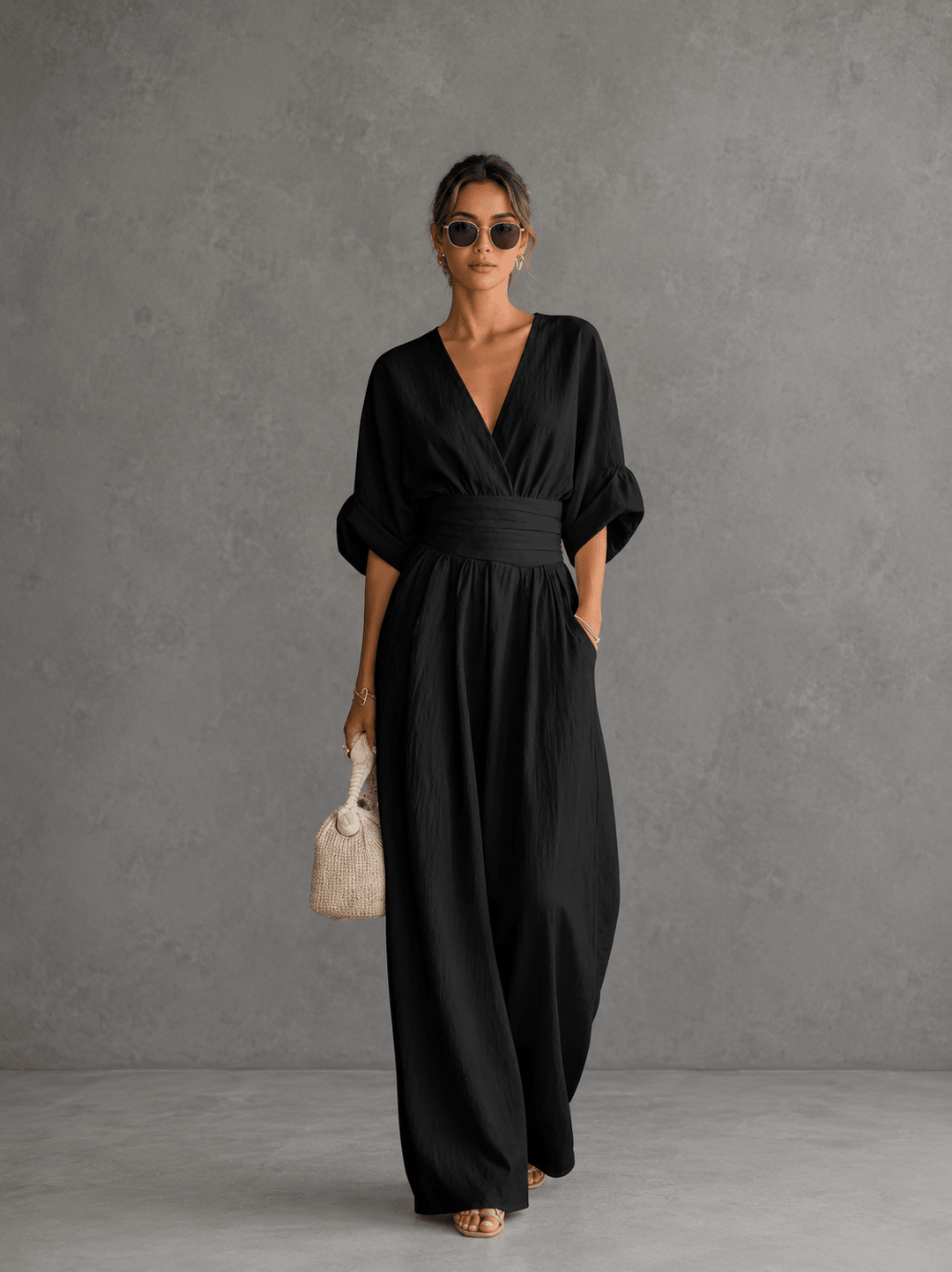 Camille V-Neck Wide-Leg Jumpsuit