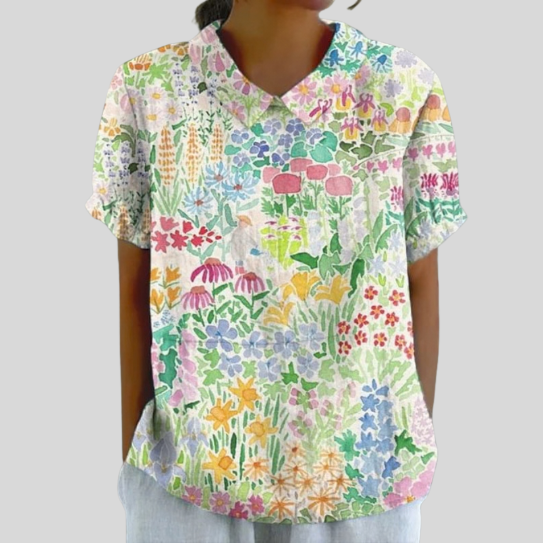 Emily™ | Floral Polo Collar Top