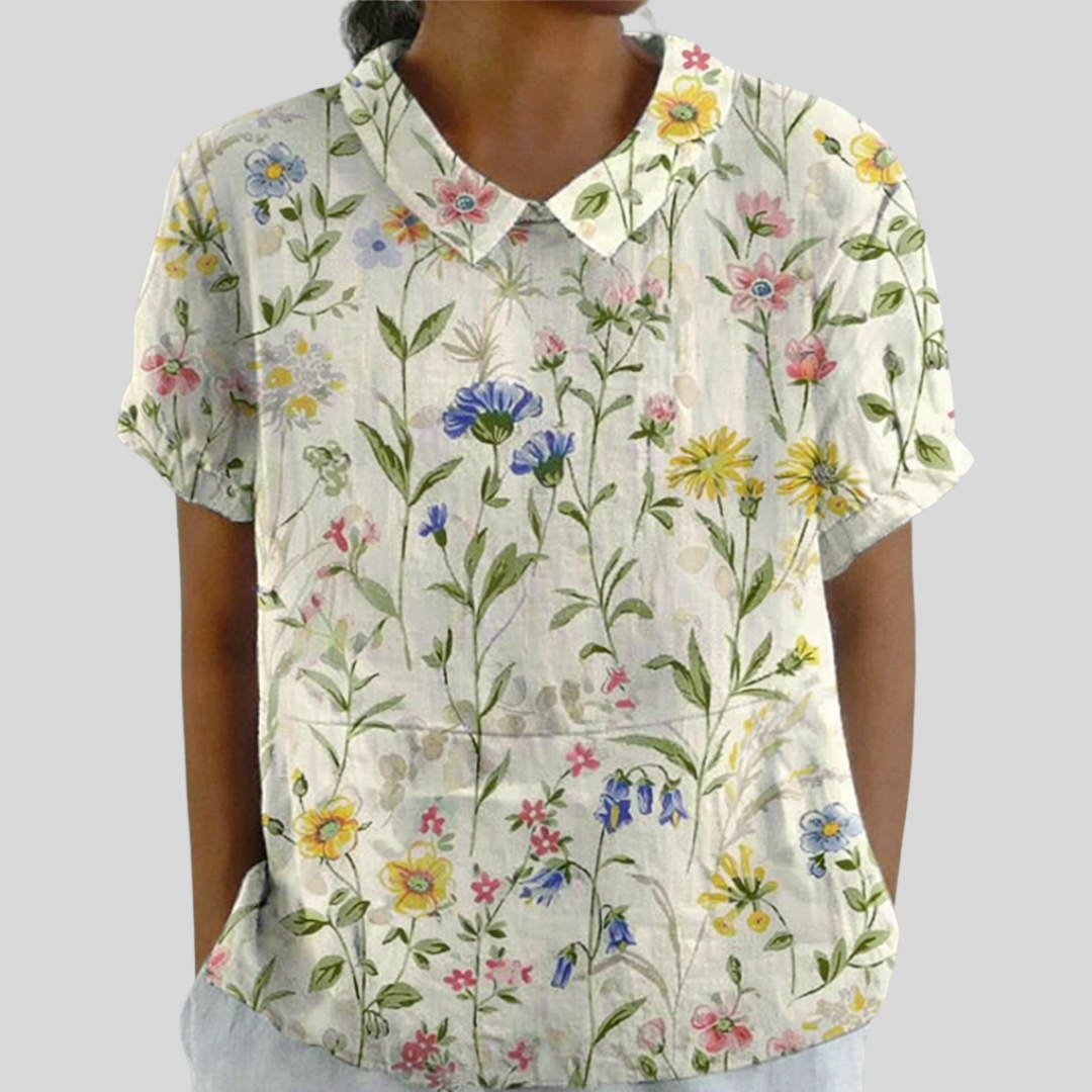 Katherine™ | Floral Polo Collar Top