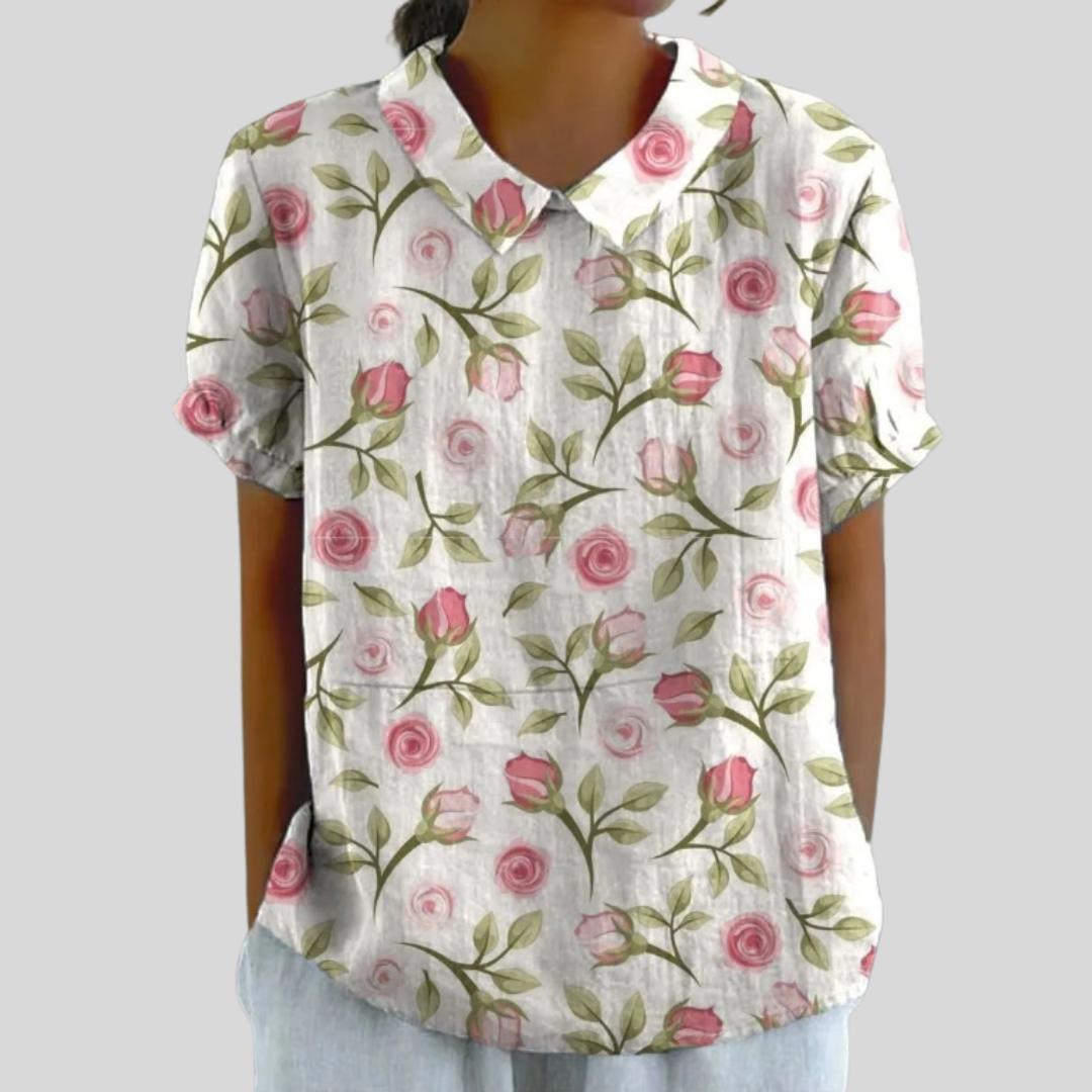Donna™ | Floral Polo Collar Top
