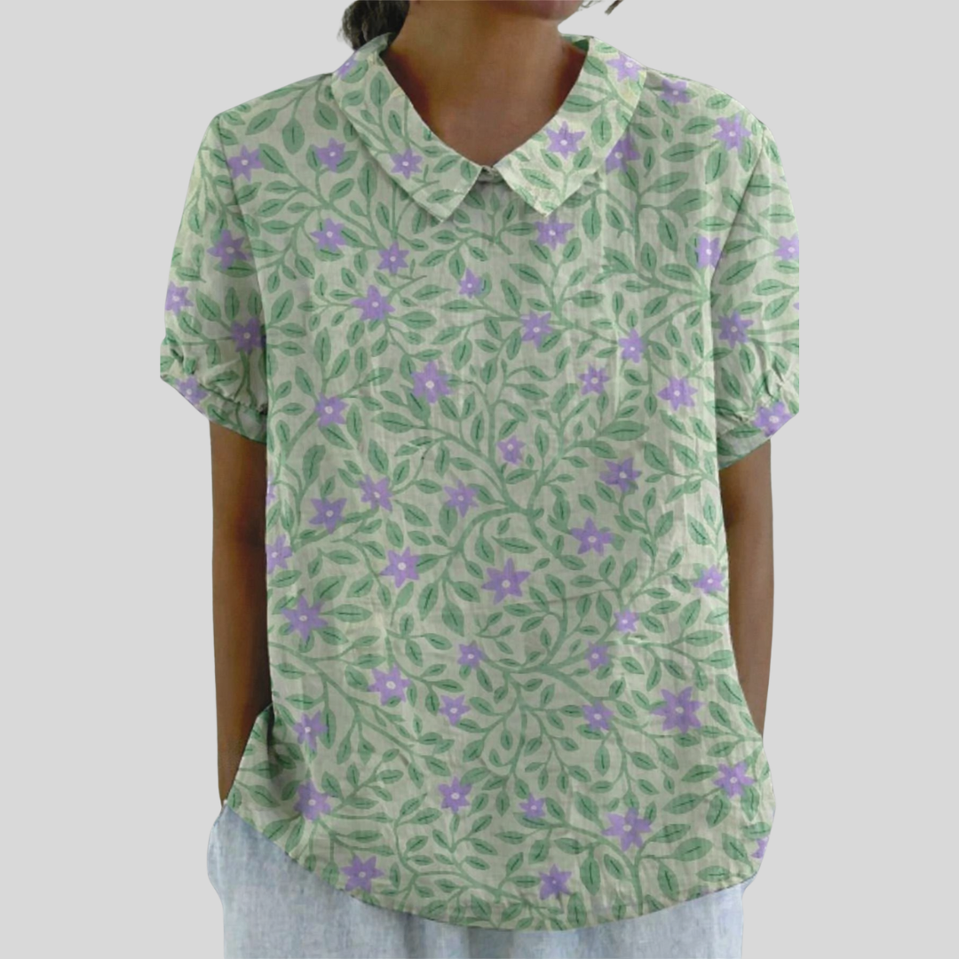 Rebecca™ | Floral Polo Collar Top