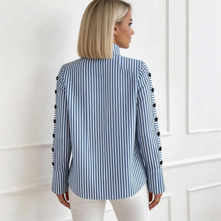 Sablelle Blue Striped High Neck Top