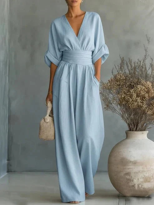 Camille V-Neck Wide-Leg Jumpsuit