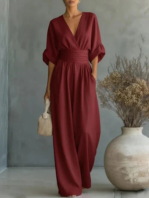 Camille V-Neck Wide-Leg Jumpsuit