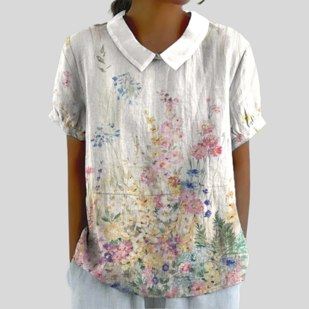 Rachel™ | Floral Polo Collar Top