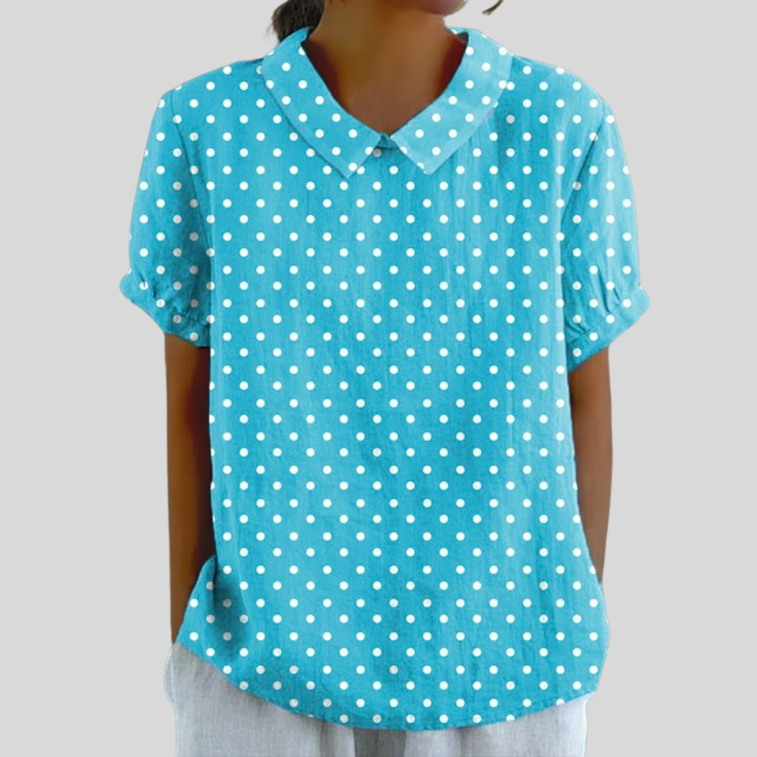 Linda™ | Polka Dot Polo Collar Top