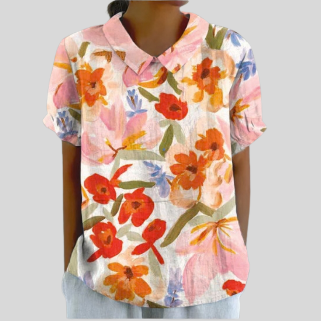 Kimberly™ | Floral Polo Collar Top