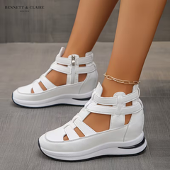 White orthopedic comfort sandals with two adjustable hook-and-loop straps and cutouts