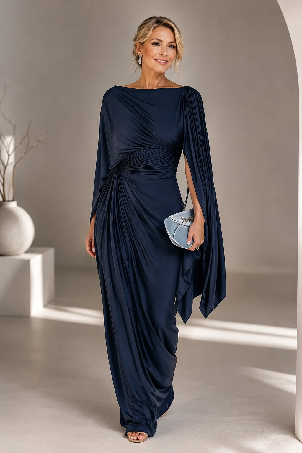 Annisa™ Elegant Cape Sleeve Maxi Dress