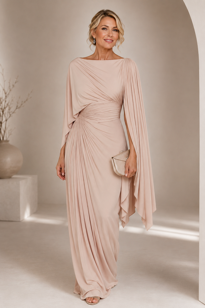 Annisa™ Elegant Cape Sleeve Maxi Dress