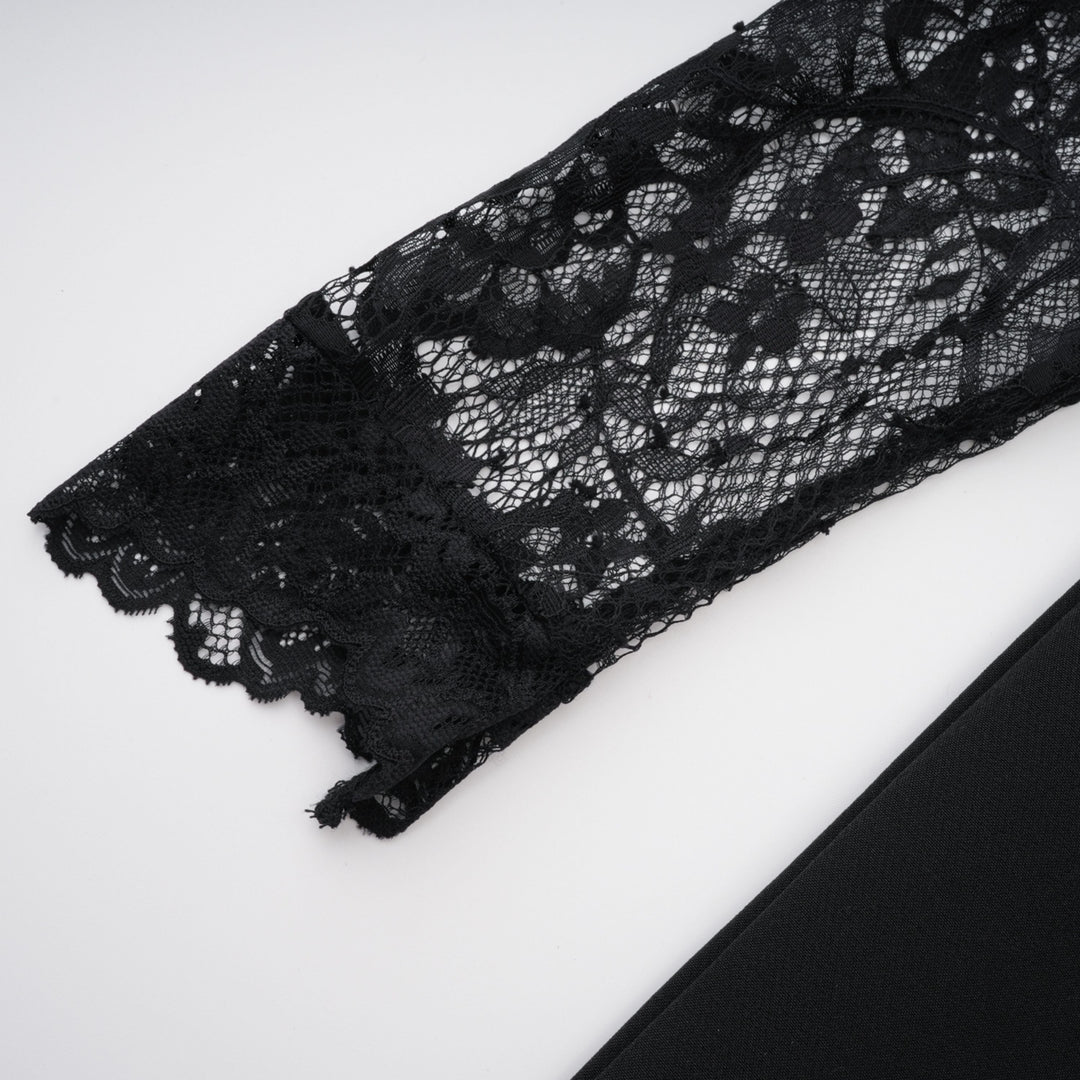 Black lace sleeve with scalloped edge