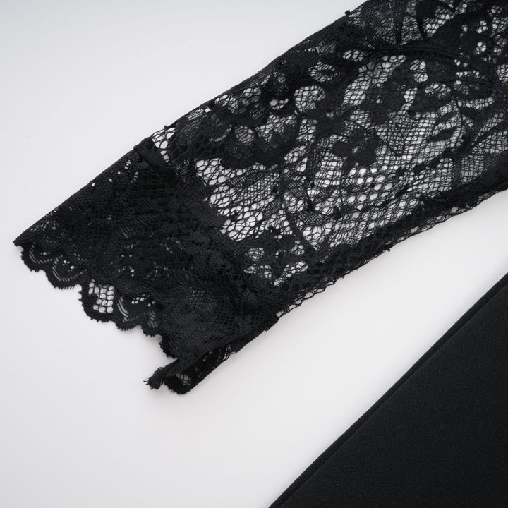 Black lace sleeve with scalloped edge