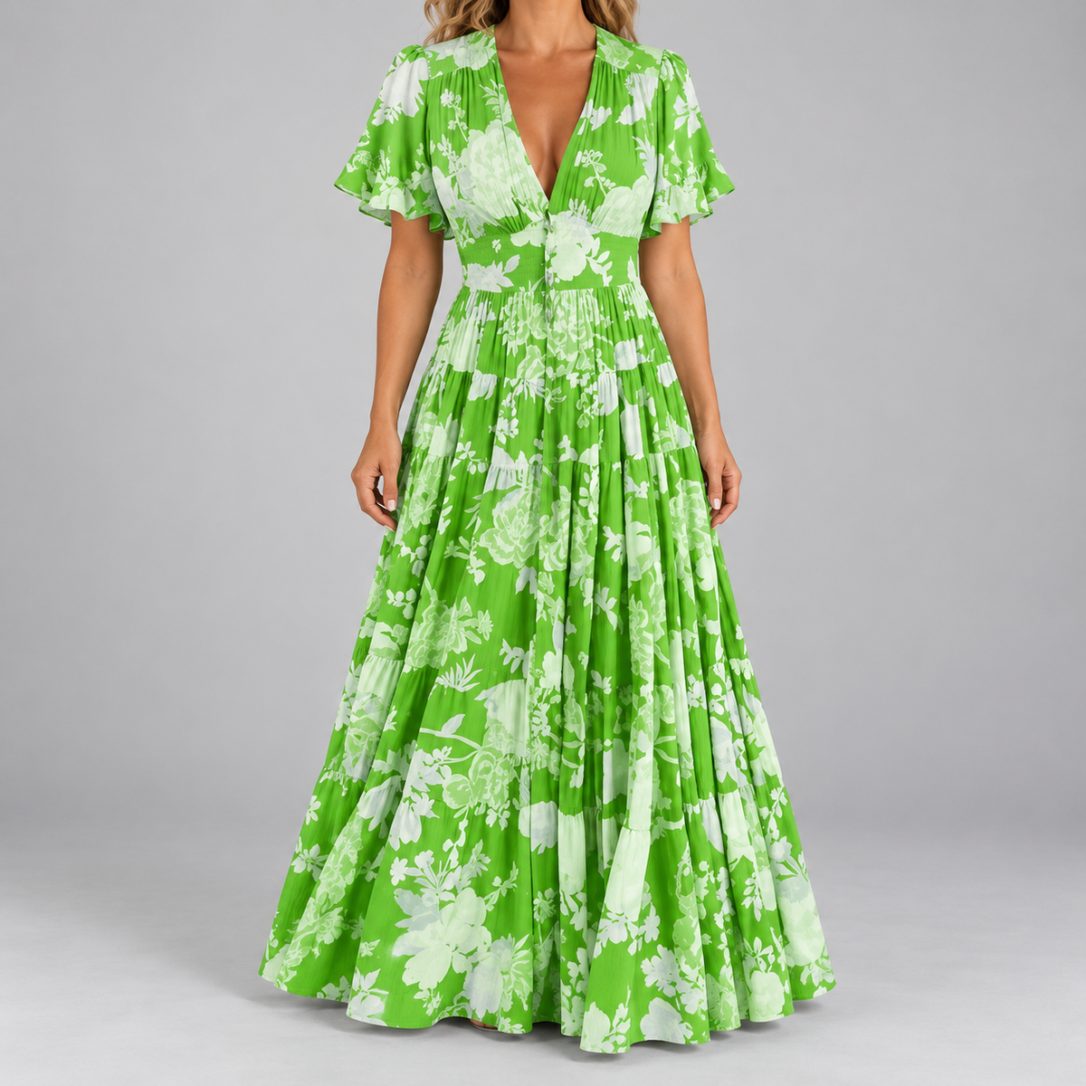 Marisol Floral V-Neck Maxi Dress