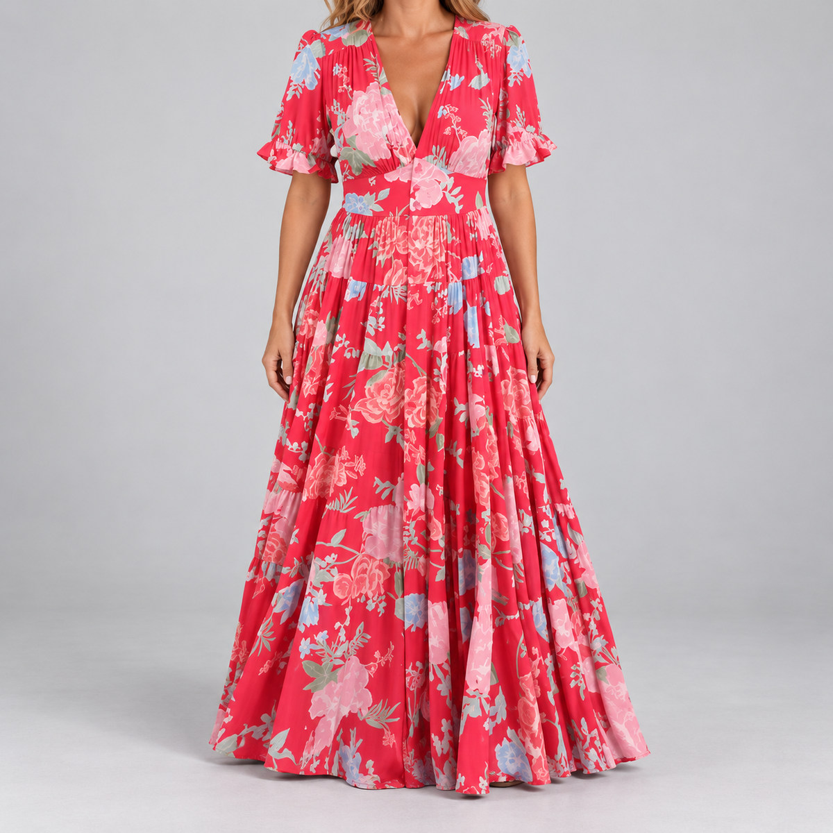 Marisol Floral V-Neck Maxi Dress