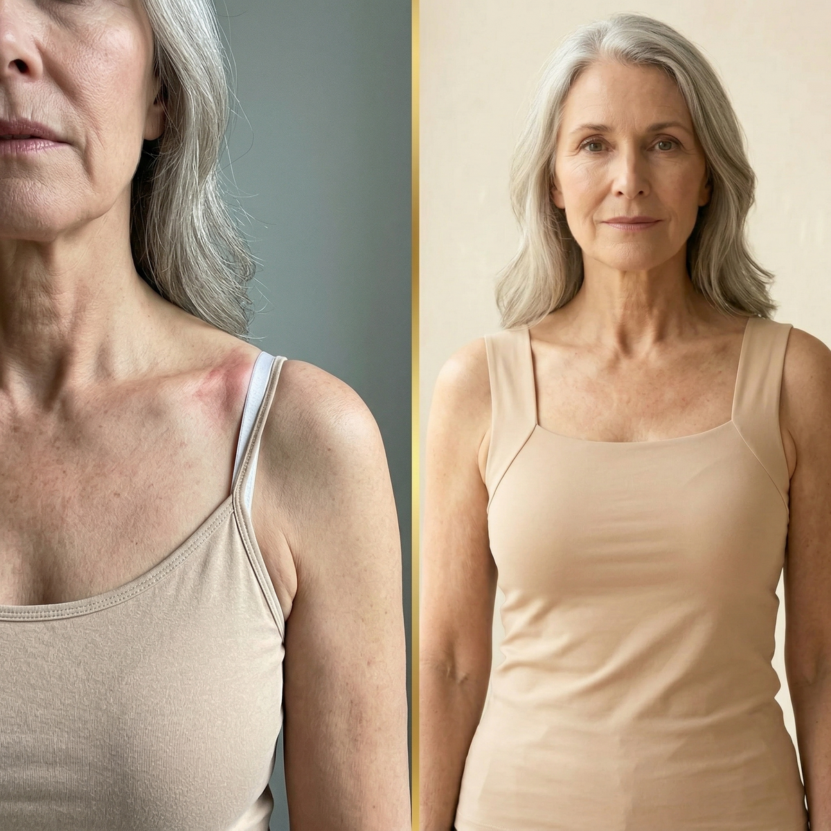 Nude built-in comfort bra tank top with square neckline and thin spaghetti straps