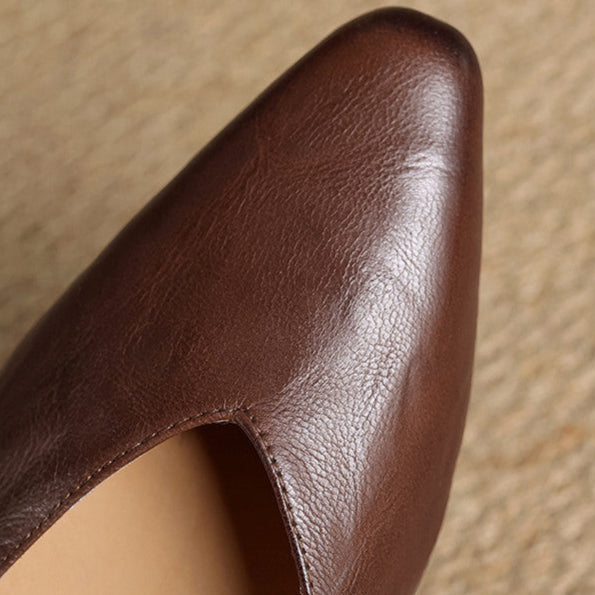 Dark brown genuine leather mule upper, close-up texture