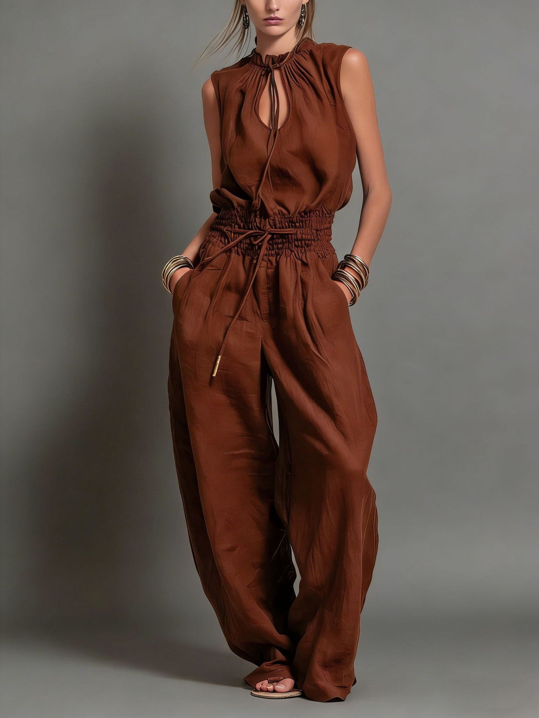 Zenaide Halter Wide-Leg Jumpsuit