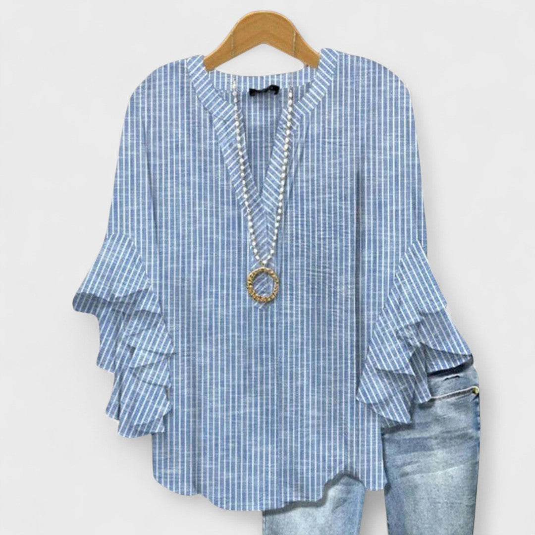 Amelie | V-Neck Ruffle Sleeve Blouse