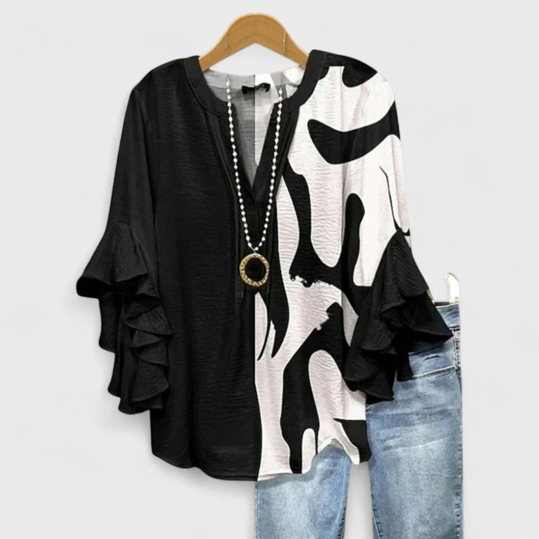 Amelie | V-Neck Ruffle Sleeve Blouse
