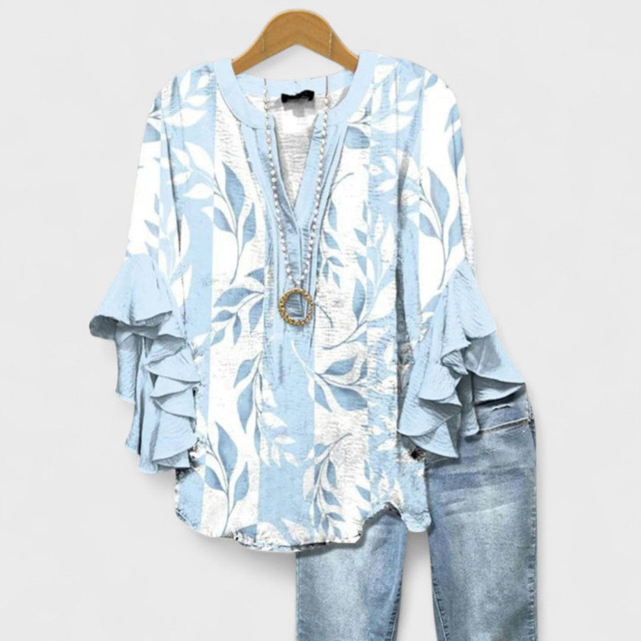 Amelie | V-Neck Ruffle Sleeve Blouse