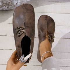 Women’s orthopedic suede loafers, brown lace-up with medallion buttons and sparkly charm
