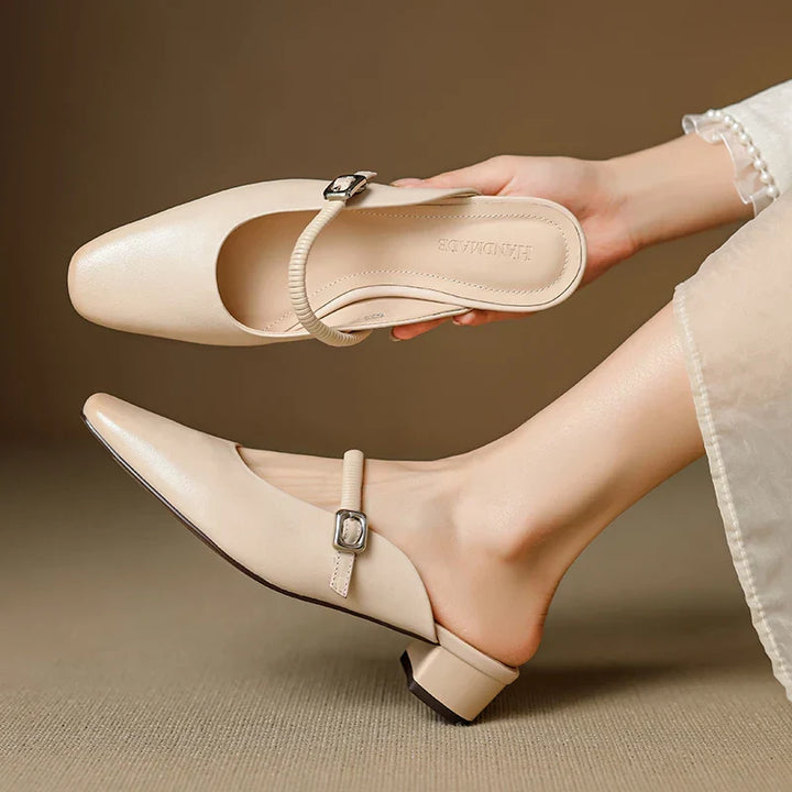 Kera Genuine Leather Mary Jane Mules