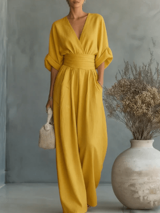 Camille V-Neck Wide-Leg Jumpsuit