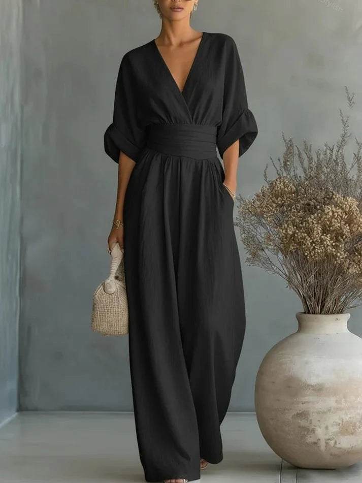 Camille V-Neck Wide-Leg Jumpsuit