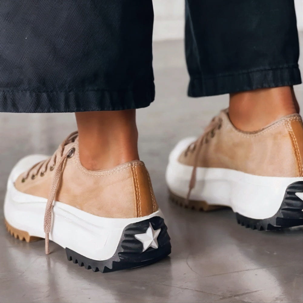 Dorothy™ women's lace-up sneakers in tan with star detail on heel