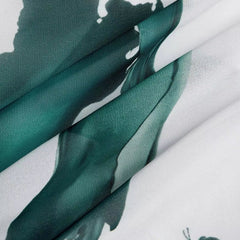 Teal and white watercolor fabric swatch with abstract botanical print